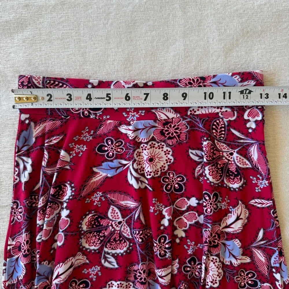 Emily Stacy Red Floral Skirt Size Small Flowy A-Line Boho Y2K Womens - Picture 5 of 7